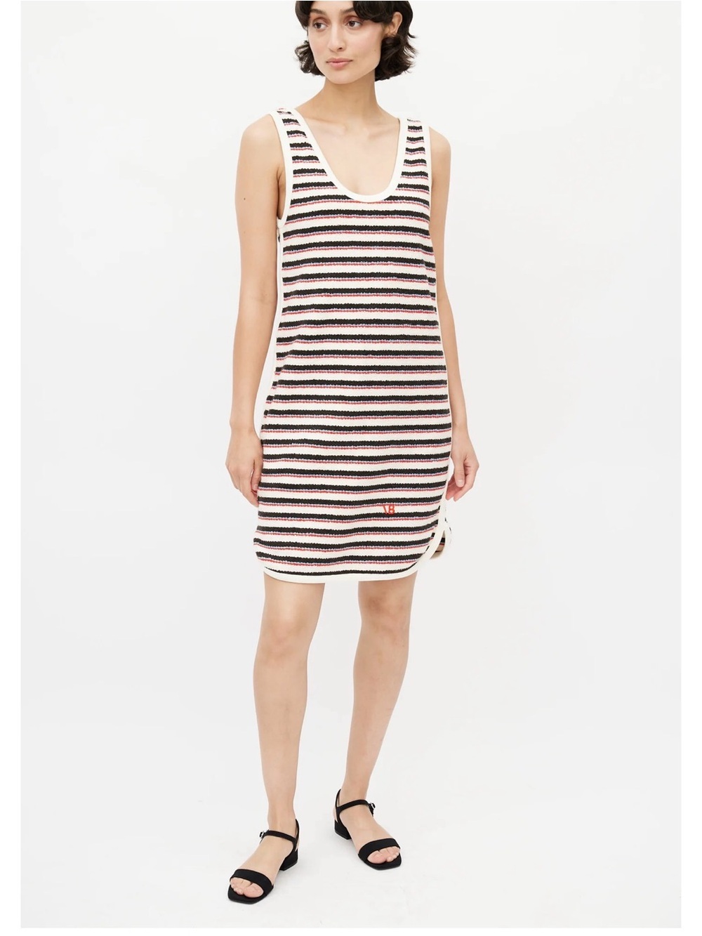 Victoria Beckham Cream, Black & Red Striped Mini Dress